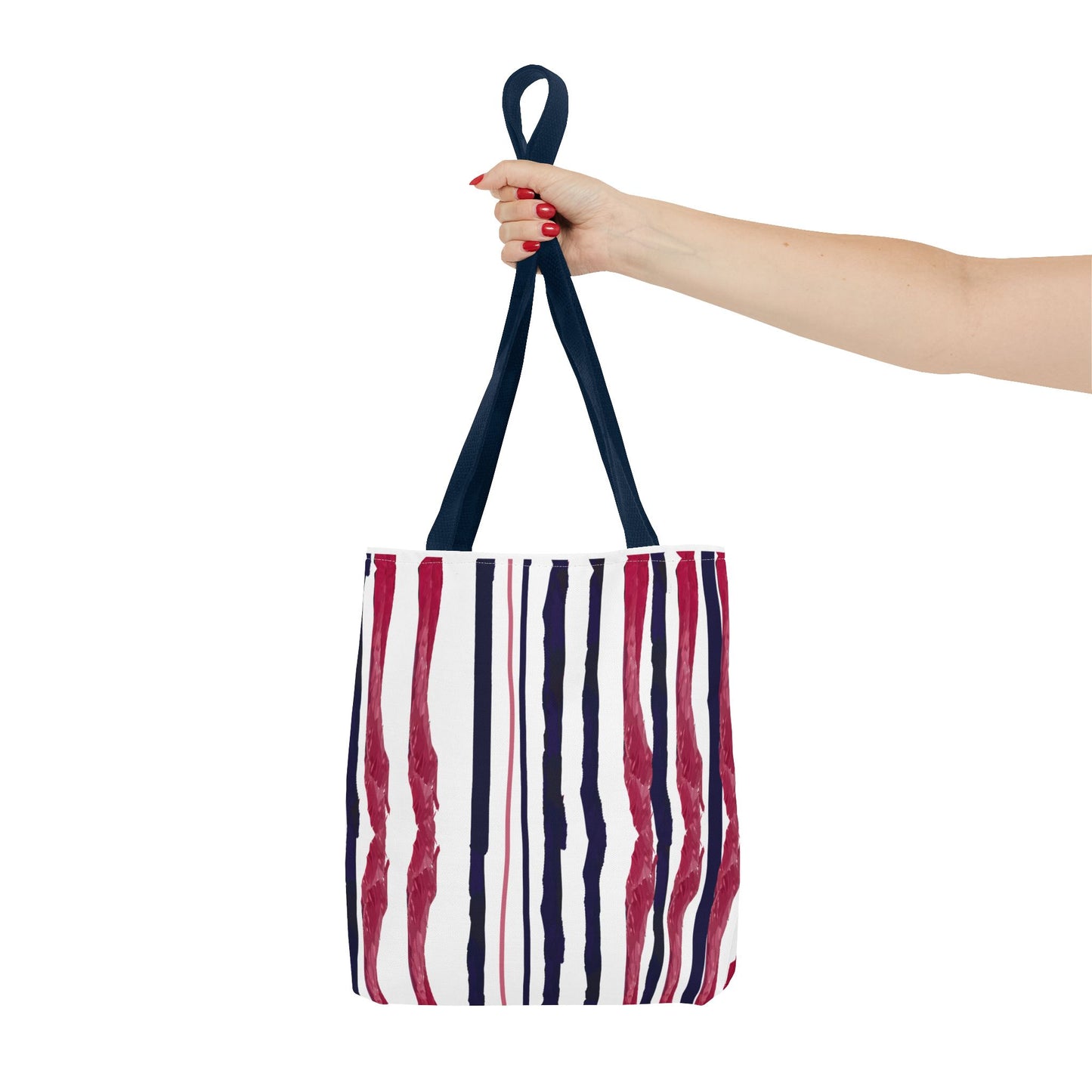 Patriotic Hand Drawn Red White and Blue StripesTote Bag (AOP)