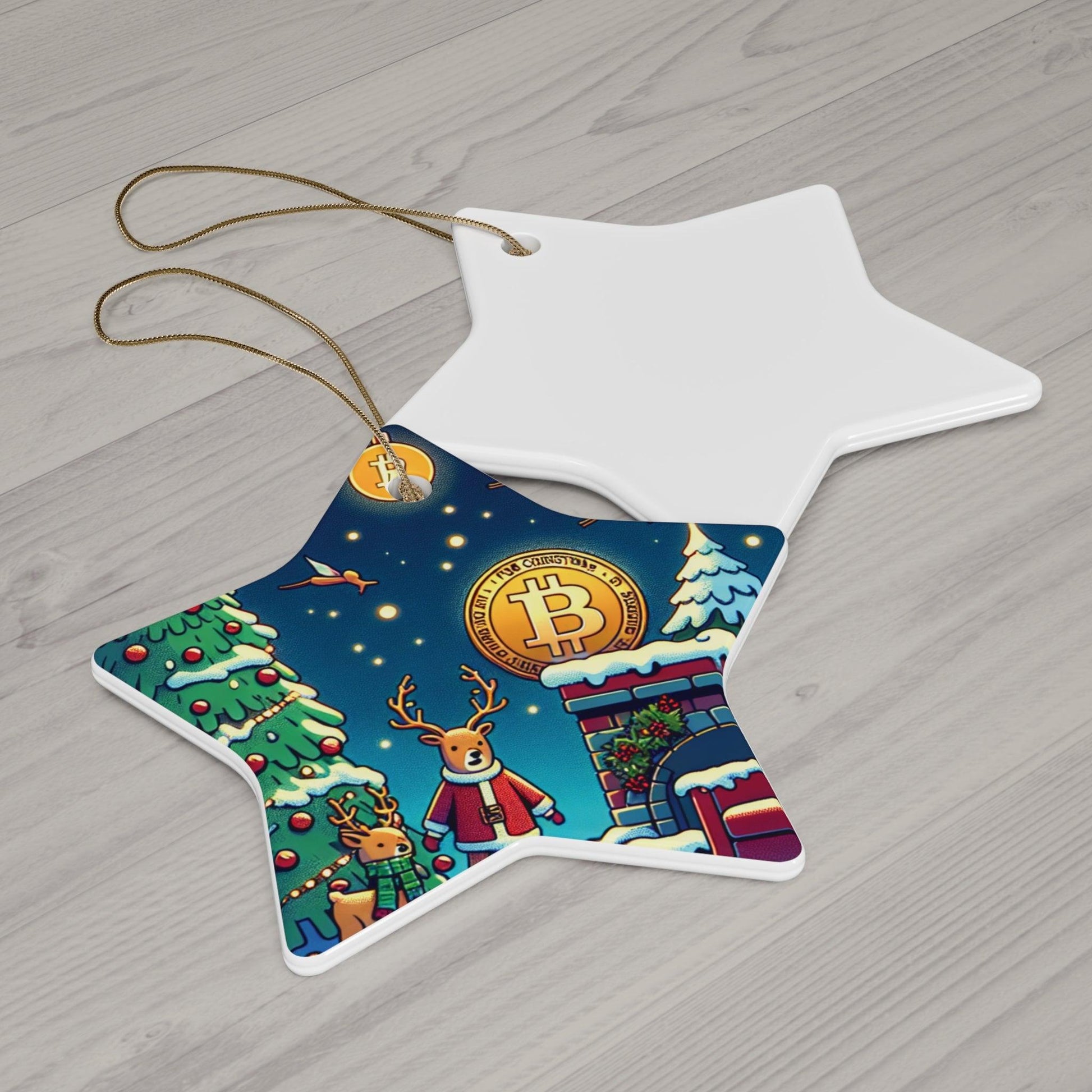 Bitcoin ChristmasCeramic Ornament, 4 Shapes - Miniaday Designs, LLC.