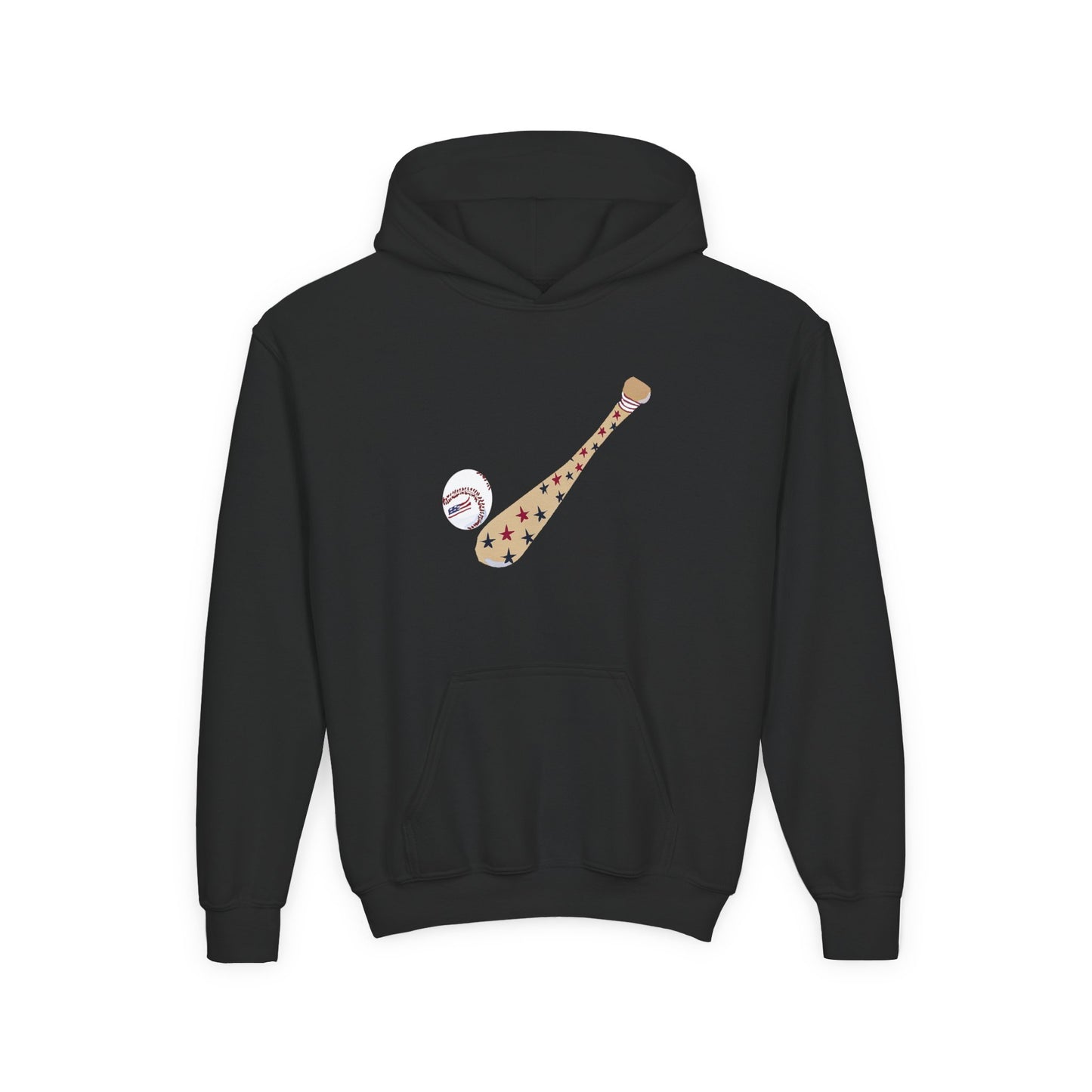 Patriotic Baseball and Bat Youth Heavy Blend Hooded Sweatshirt