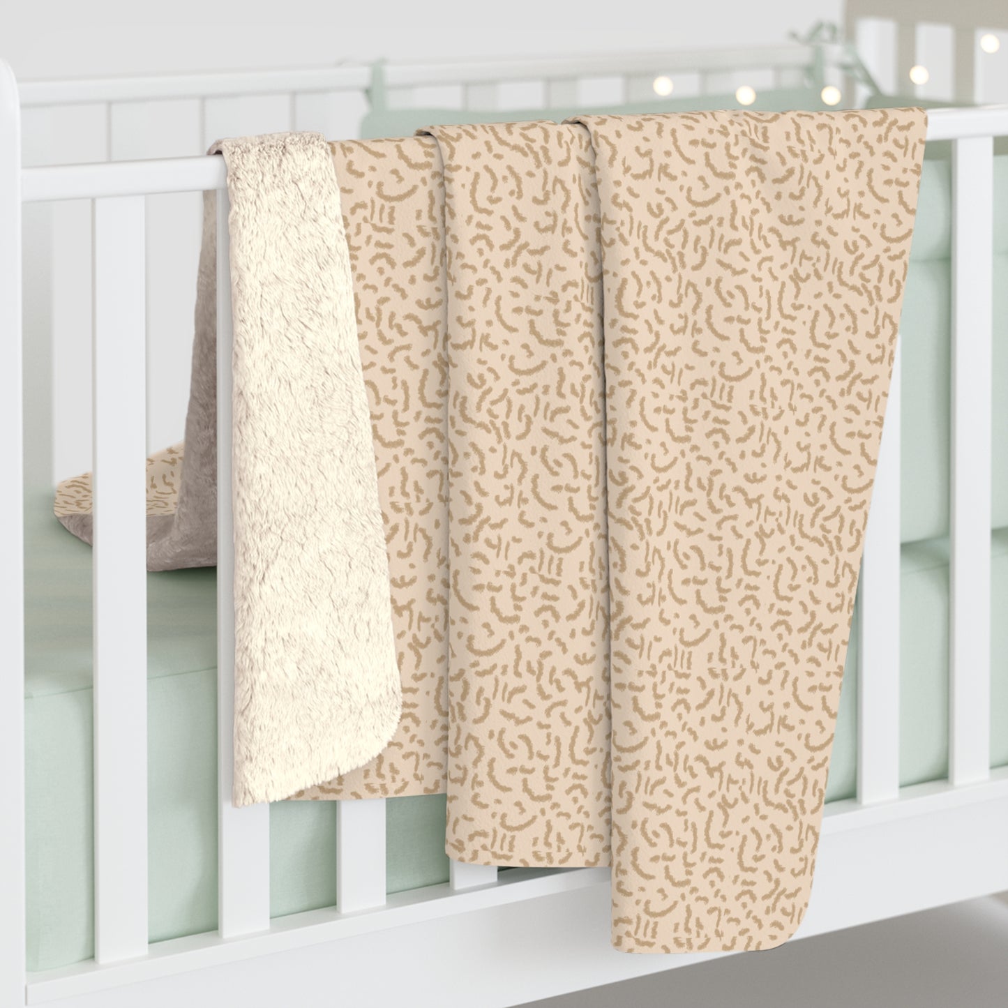 Animal Print Cream and Brown Sherpa Fleece Blanket