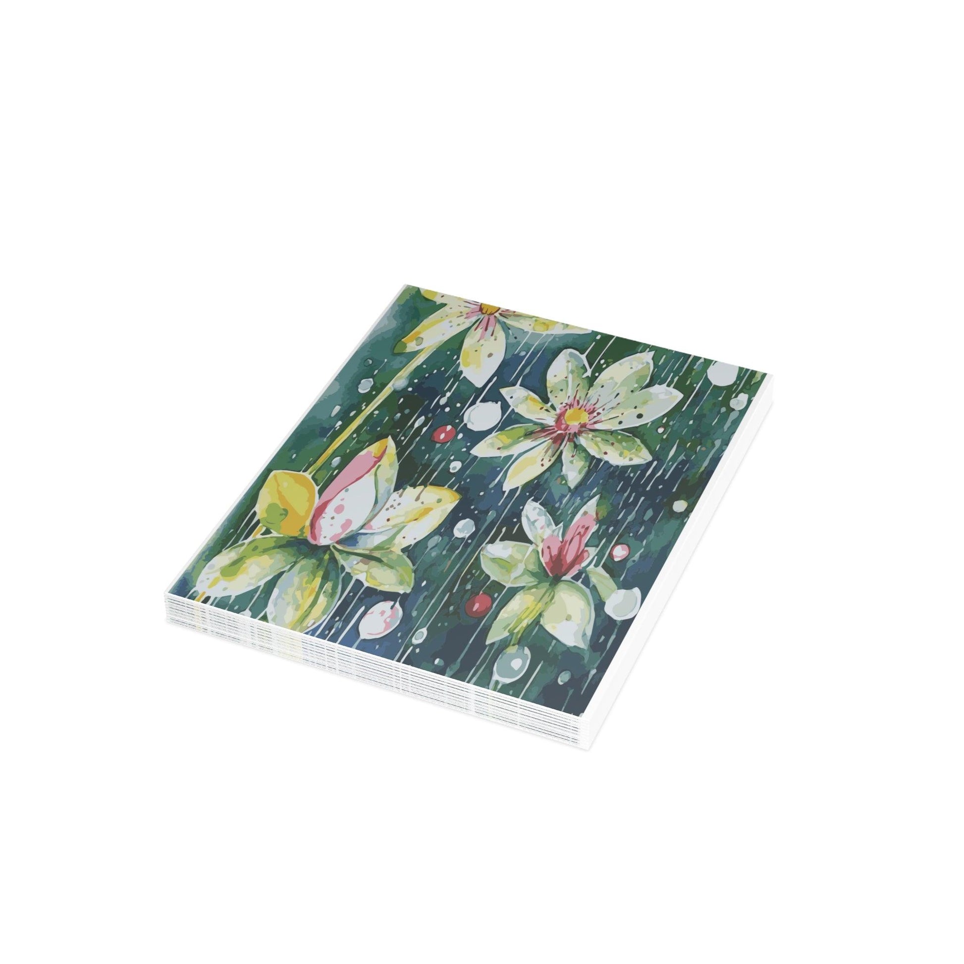 Miniaday Designs, LLC. Greeting Cards (1, 10, 30, and 50pcs) Rain-kissed Lotus Whimsy Collection - Miniaday Designs, LLC.