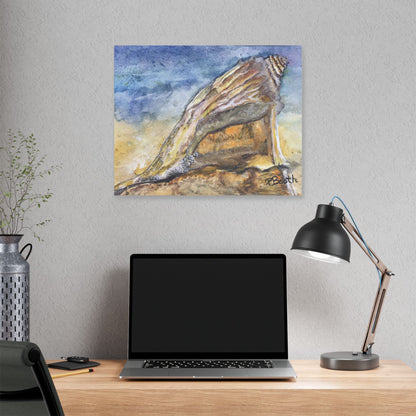 Original Signed Watercolor Conch Shell Classic Stretched Canvas