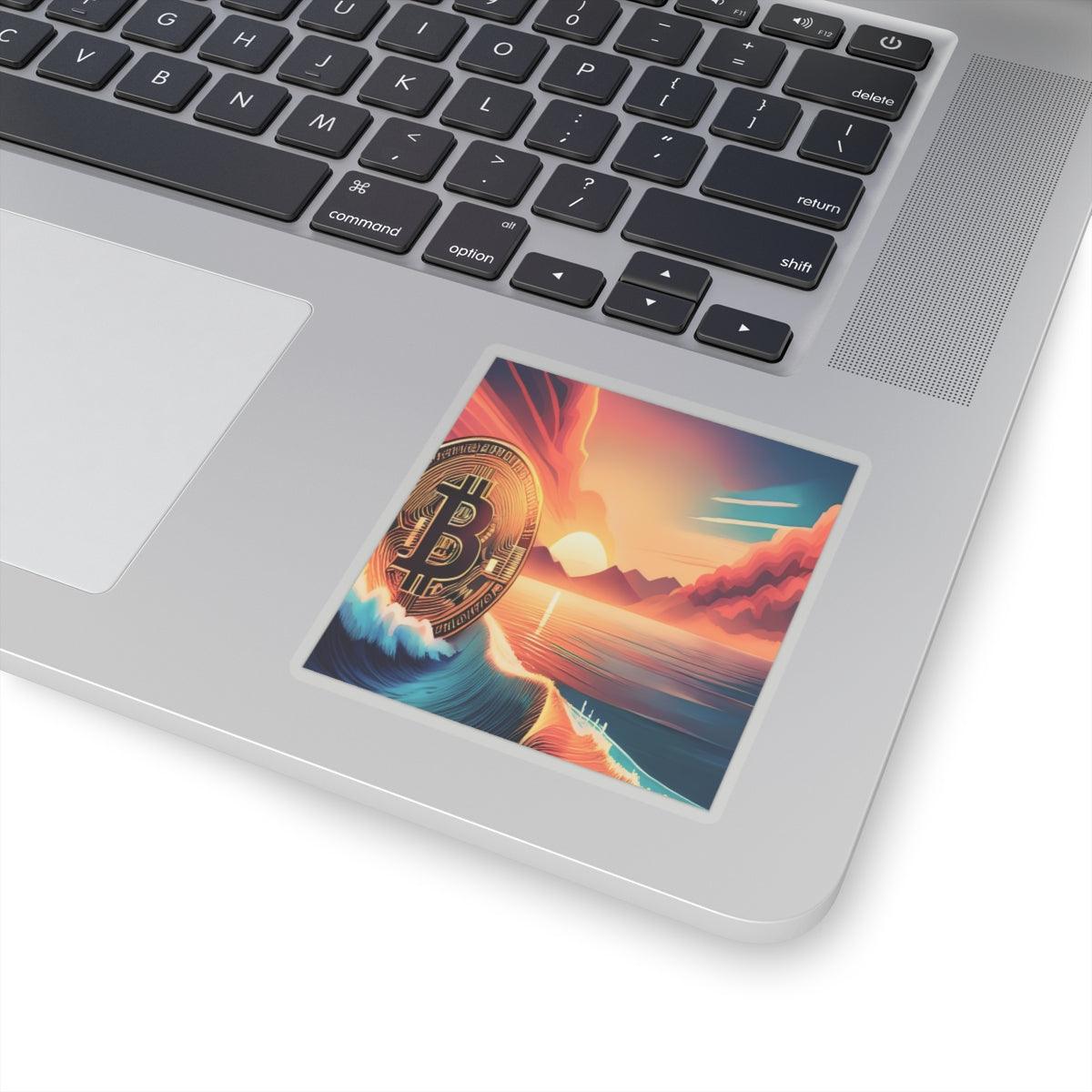 Ride the Wave Bitcoin Kiss-Cut Stickers - Miniaday Designs, LLC.