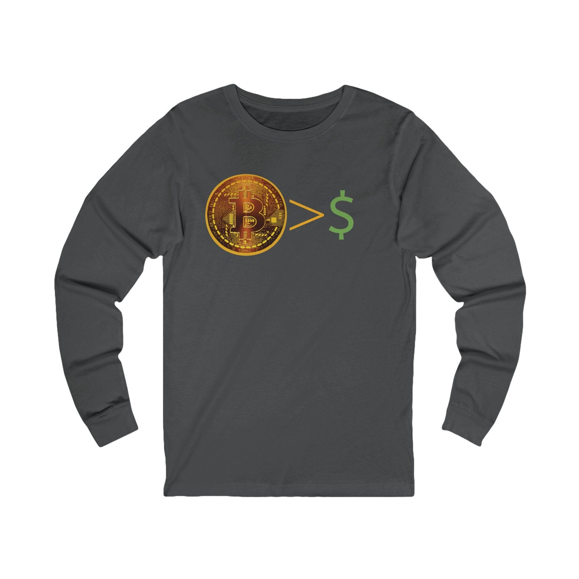Bitcoin > $ Unisex Jersey Long Sleeve Tee - Miniaday Designs, LLC.