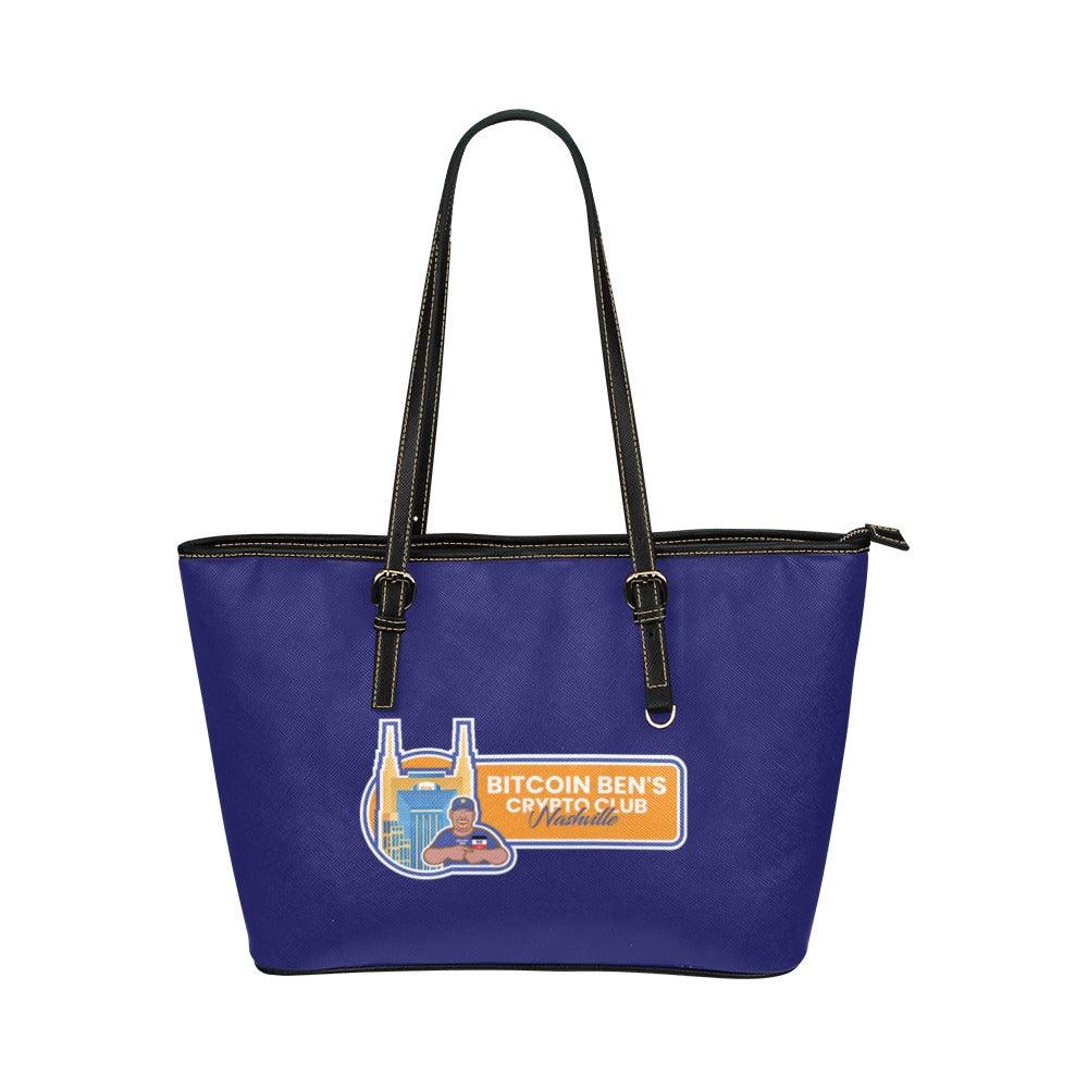 Miniaday Designs Bitcoin Ben Nashville Club Ladies Handbag Leather Tote Bag/Small (Model 1651) - Miniaday Designs, LLC.