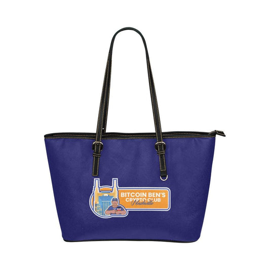 Miniaday Designs Bitcoin Ben Nashville Club Ladies Handbag Leather Tote Bag/Small (Model 1651) - Miniaday Designs, LLC.
