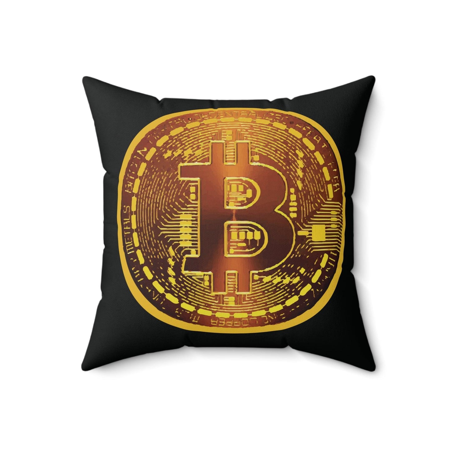 Bitcoin Spun Polyester Square Pillow - Miniaday Designs, LLC.