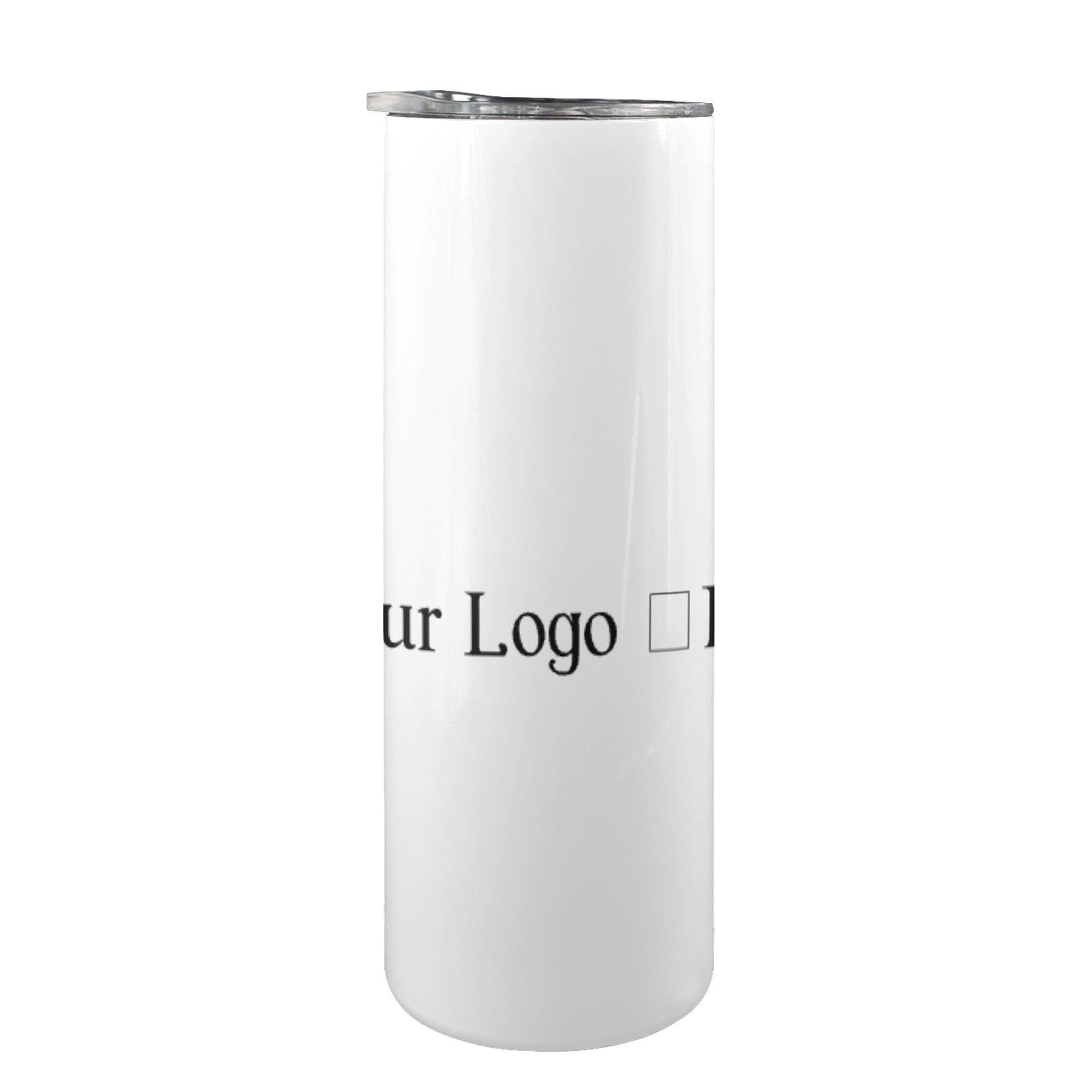 Miniaday Designs r Your Logo Here 20oz Tall Skinny Tumbler with Lid and Straw Private Brand - Miniaday Designs, LLC.