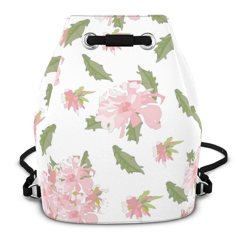 Vibrant Blossoms by Miniaday Designs, LLC. Designer Nappa Leather Backpack - Miniaday Designs, LLC.