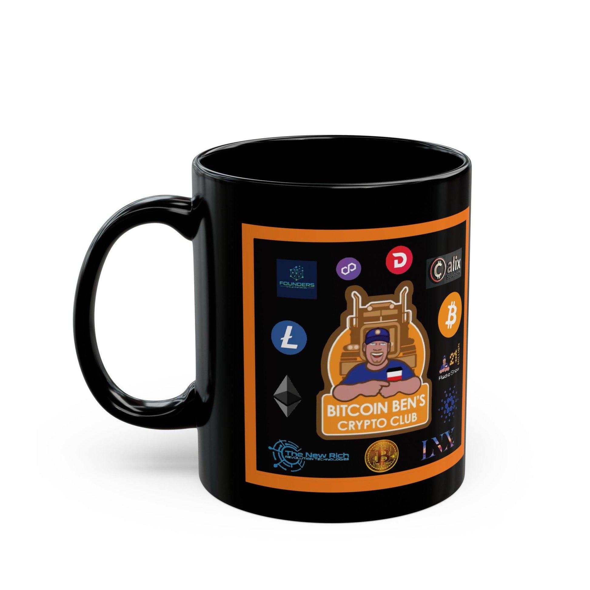 Bitcoin Ben Crypto Club and Icons Black Mug (11oz) - Miniaday Designs, LLC.