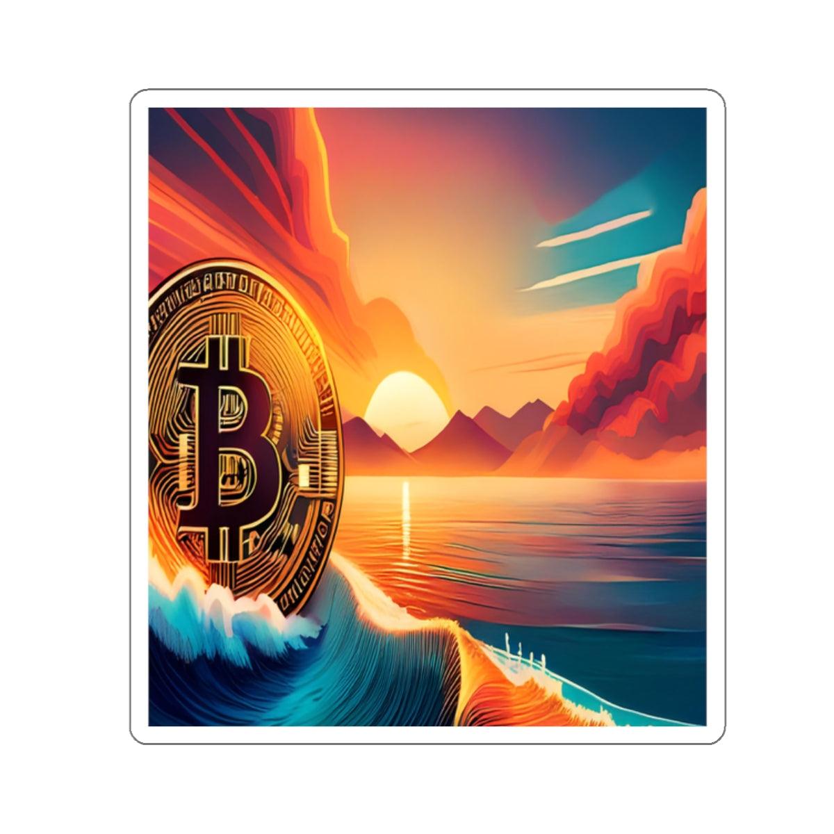 Ride the Wave Bitcoin Kiss-Cut Stickers - Miniaday Designs, LLC.