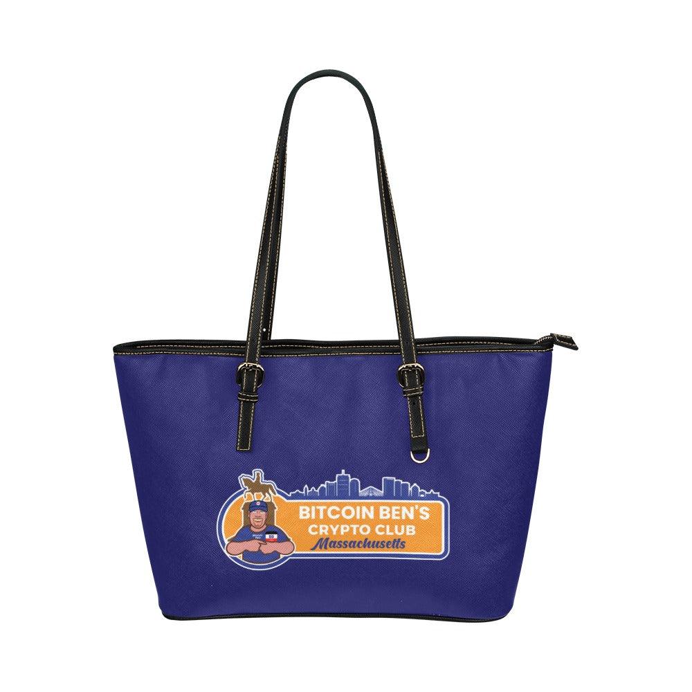 Bitcoin Ben Mass Club Ladies Handbag Leather Tote Bag/Small (Model 1651) - Miniaday Designs, LLC.