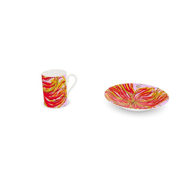 Hibiscus Celebration Designer China Cup and Saucer - Miniaday Designs, LLC.