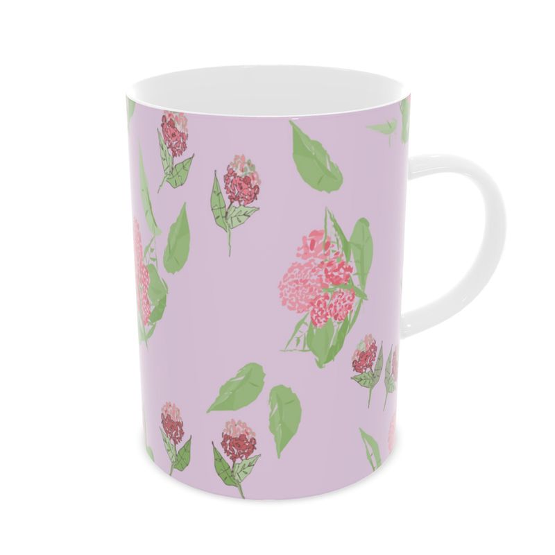 Pink Hydrangea Tall Bone China Mug