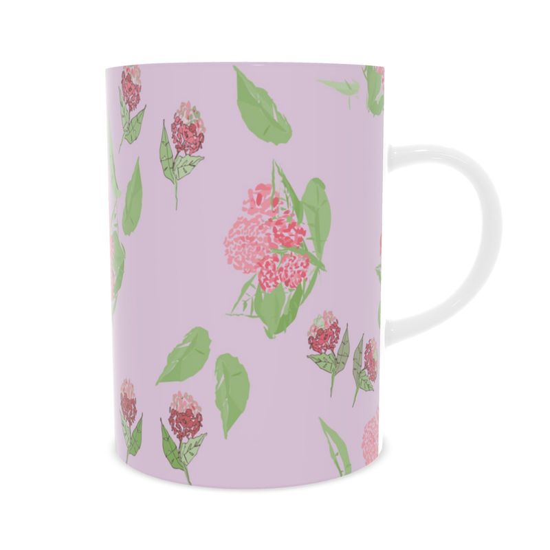 Pink Hydrangea Tall Bone China Mug