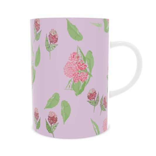 Pink Hydrangea Tall Bone China Mug