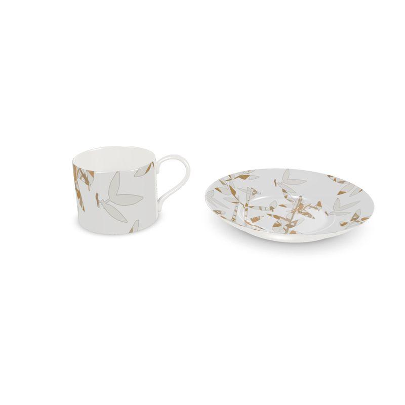 Bamboo with a Twist China Cup and Saucer - Miniaday Designs, LLC.