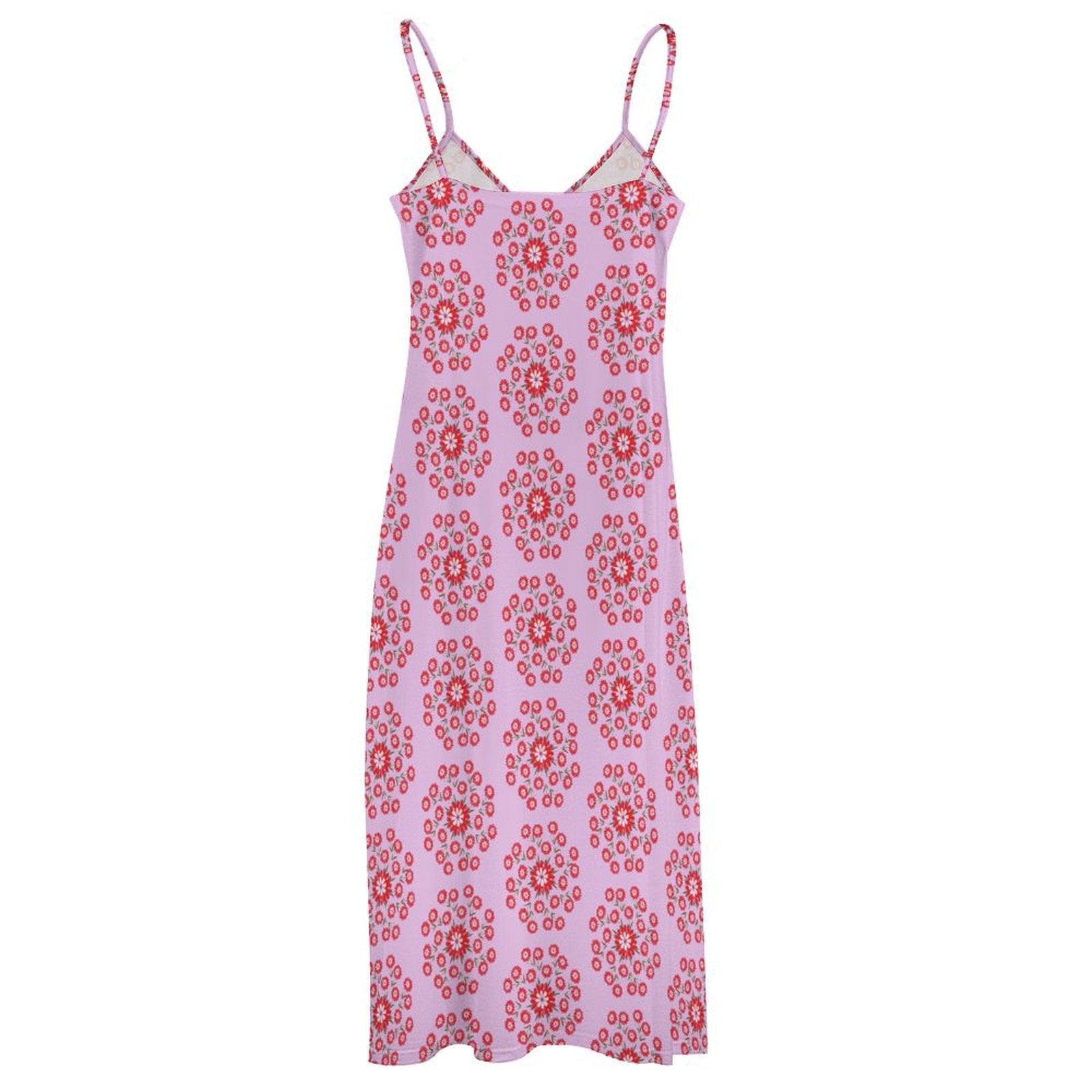Miniaday Designs Bohemian Collection Spaghetti Strap Ankle-Length Dress Long Dress Pink - Miniaday Designs, LLC.