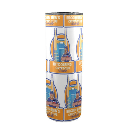 Miniaday Designs Bitcoin Ben Nashville Club Water Bottle 20oz Tall Skinny Tumbler with Lid and Straw - Miniaday Designs, LLC.