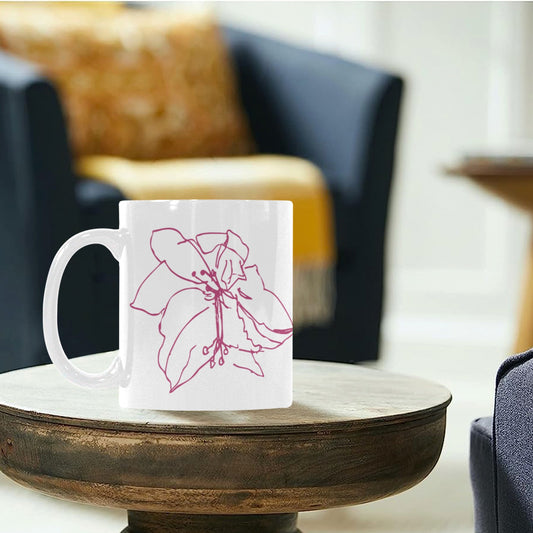 Designer Made Hand-Drawn Hibiscus Mug — 11 oz