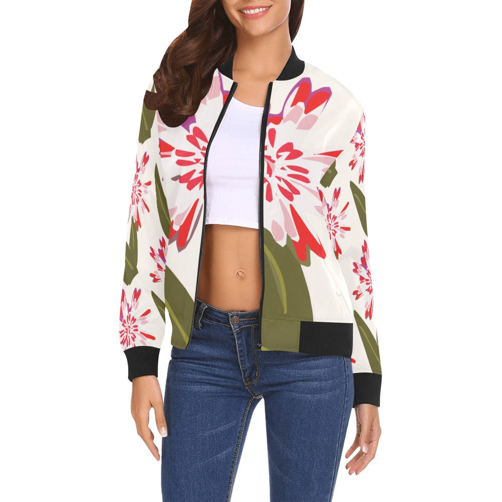 Miniaday Designs Elegant Blossom Women's Bomber Jacket