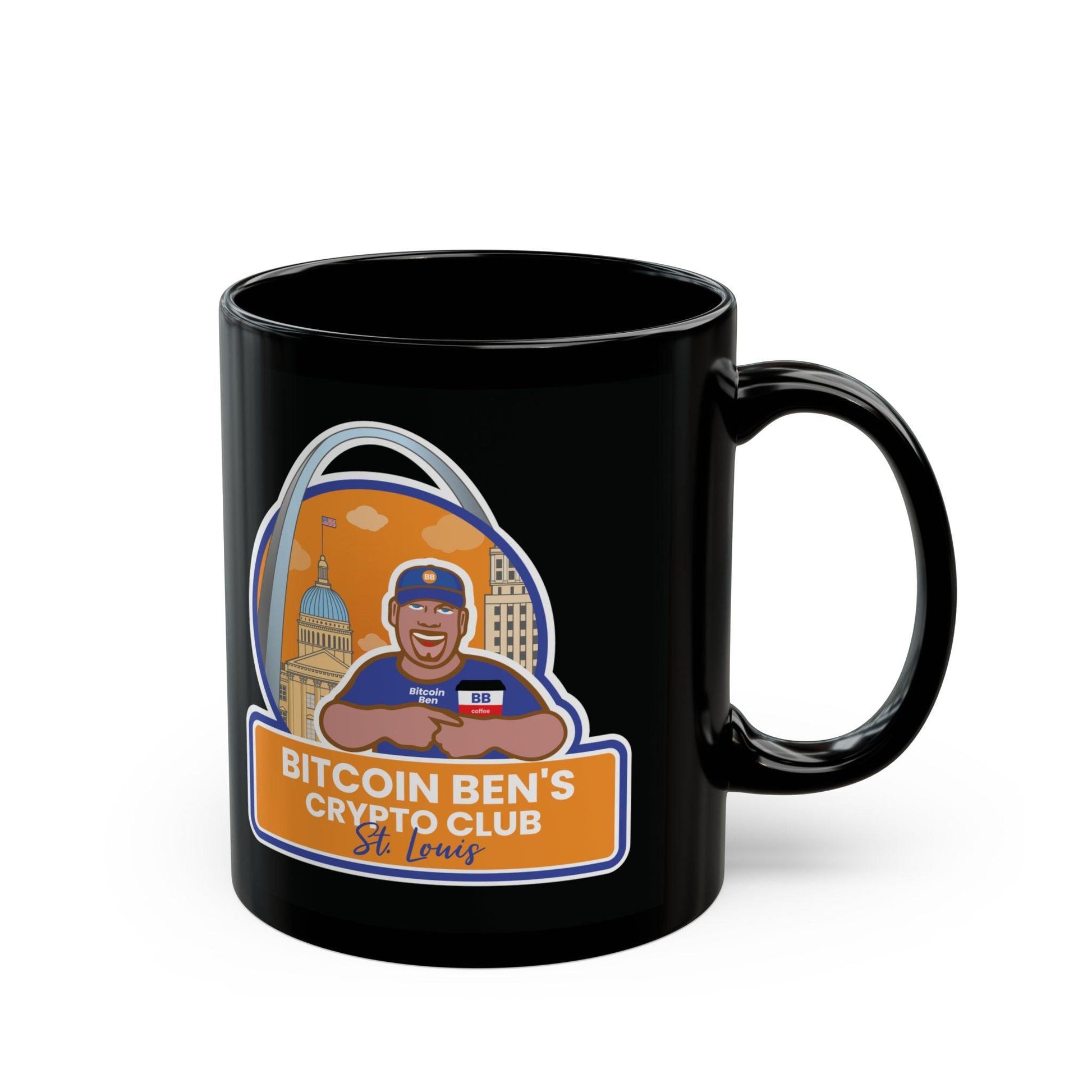 Bitcoin Ben St Louis Club Black Mug (11oz, 15oz) - Miniaday Designs, LLC.