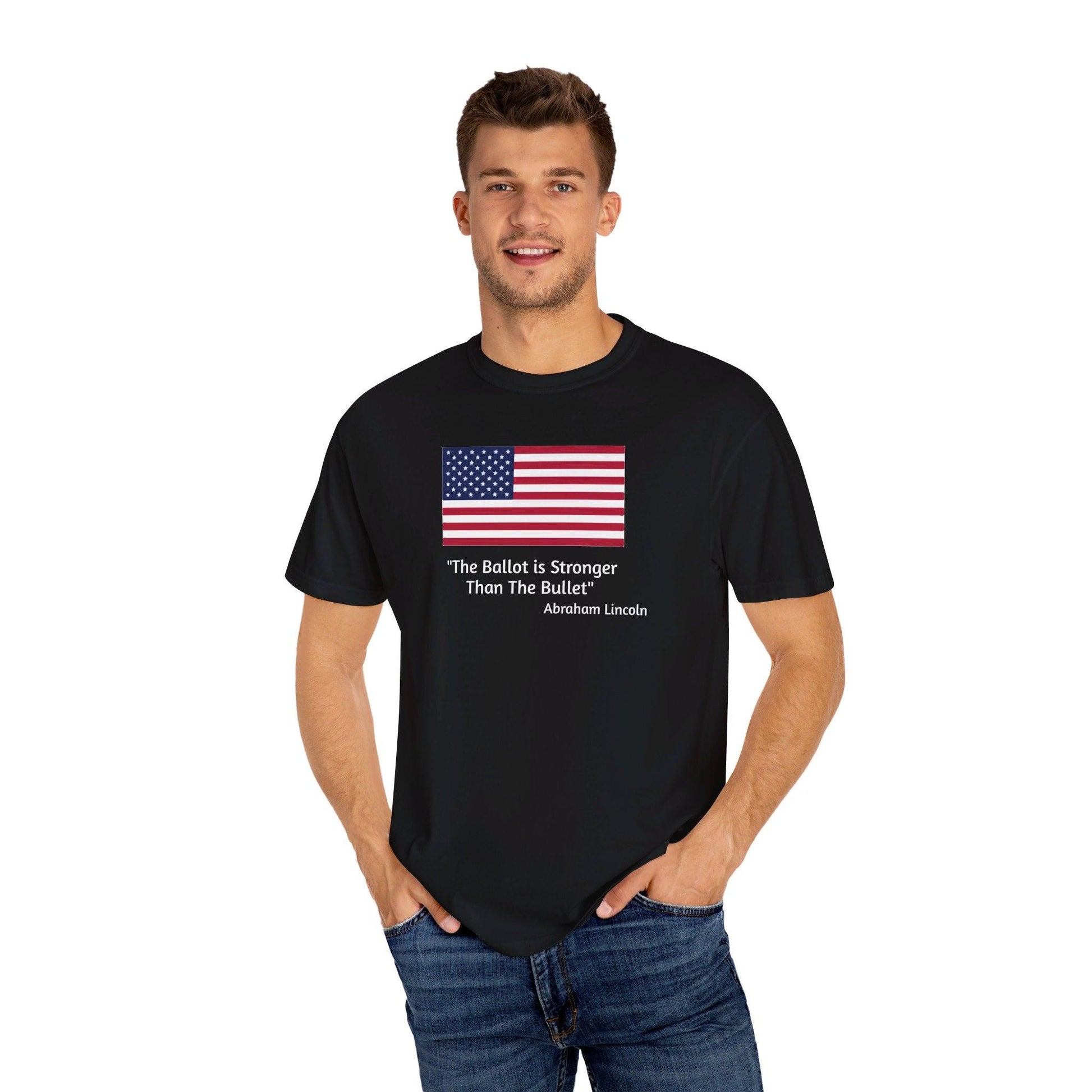The Ballot is Stronger Than The Bullet Unisex Garment-Dyed T-shirt - Miniaday Designs, LLC.