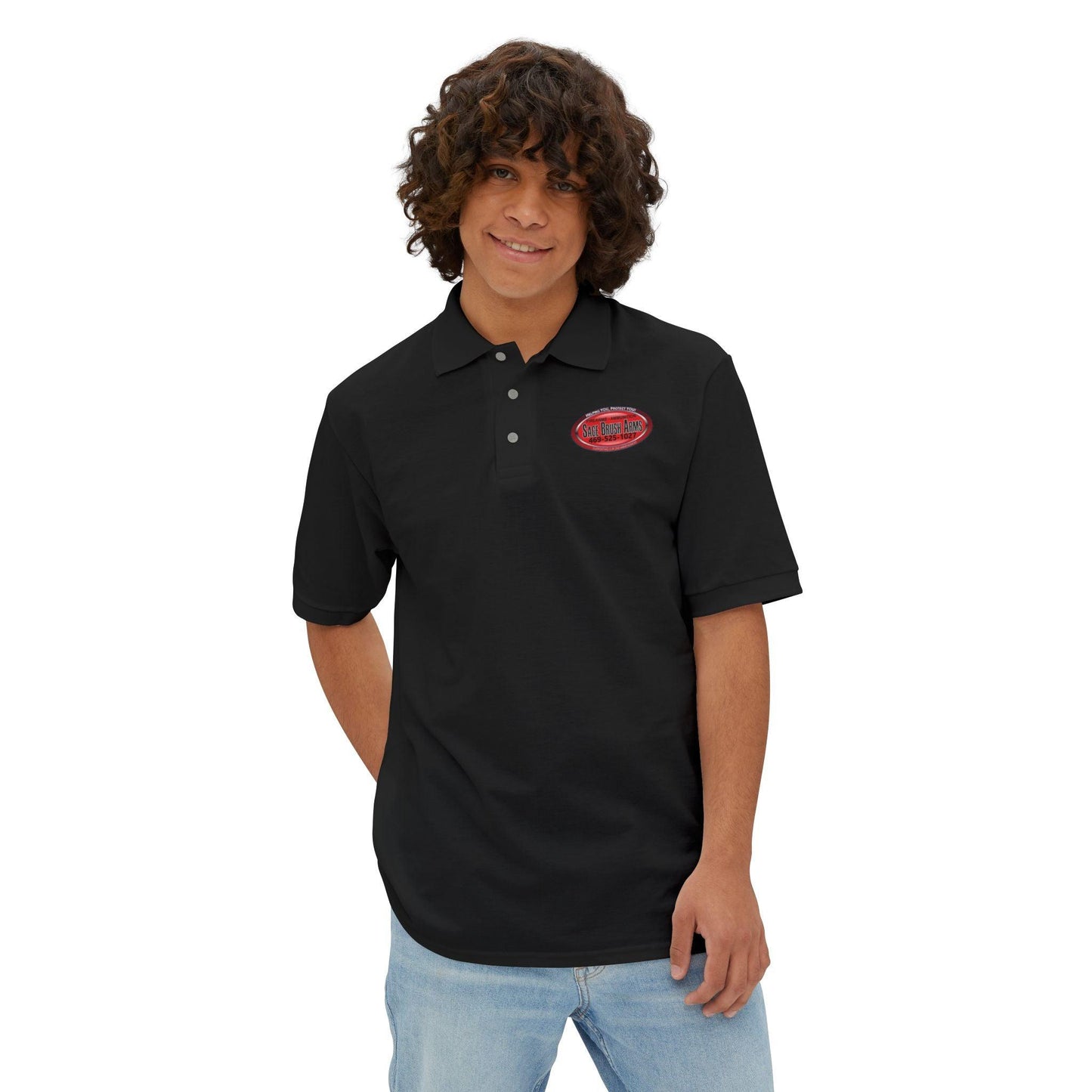 Sage Brush Arms Men's Piqué Polo - Miniaday Designs, LLC.