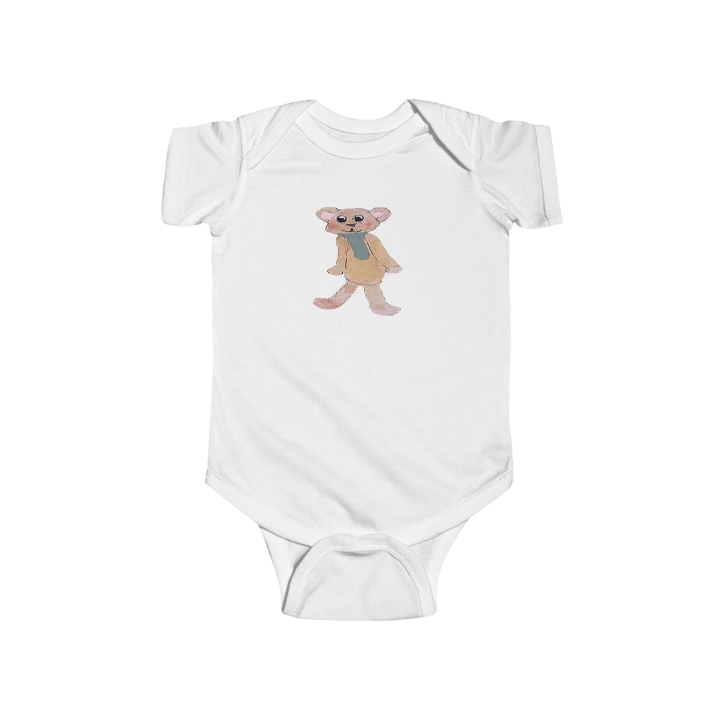 Teddy Bear with Green Tie Infant Fine Jersey Bodysuit
