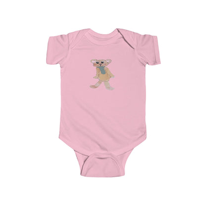 Teddy Bear with Green Tie Infant Fine Jersey Bodysuit