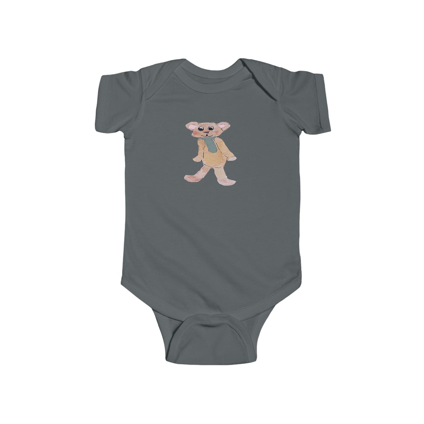 Teddy Bear with Green Tie Infant Fine Jersey Bodysuit