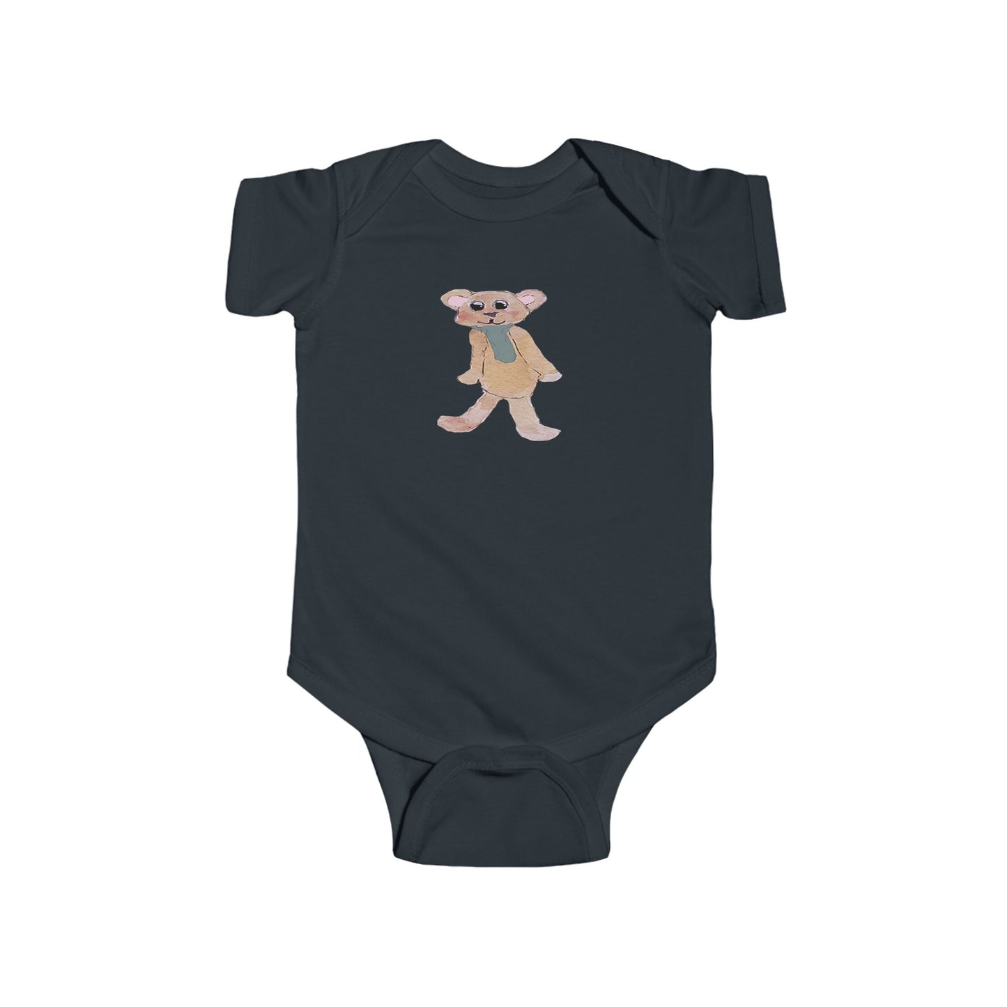 Teddy Bear with Green Tie Infant Fine Jersey Bodysuit