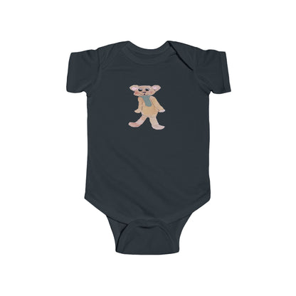 Teddy Bear with Green Tie Infant Fine Jersey Bodysuit
