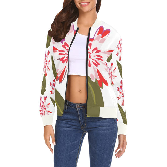 Miniaday Designs Elegant Blossom Women's Bomber Jacket