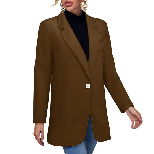 Miniaday Designs Women's Solid Blazer Brown