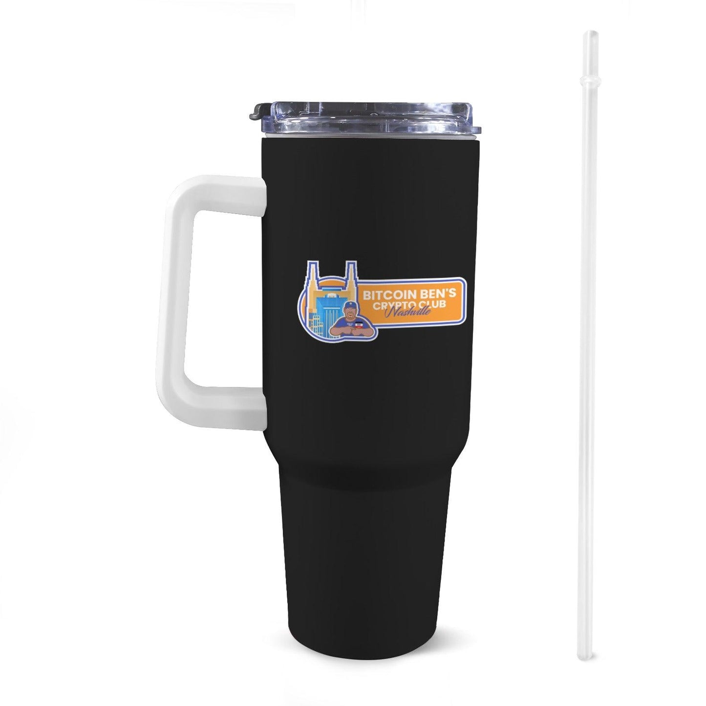 Bitcoin Ben Nashville Crypto Club 40 Oz Tumbler with Handle - Miniaday Designs, LLC.