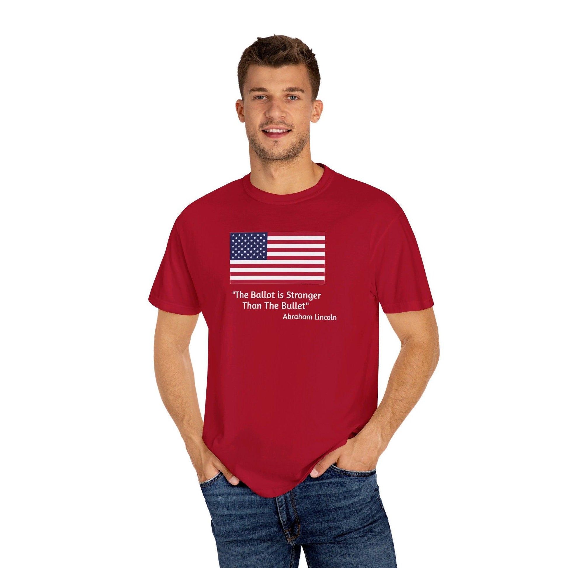 The Ballot is Stronger Than The Bullet Unisex Garment-Dyed T-shirt - Miniaday Designs, LLC.