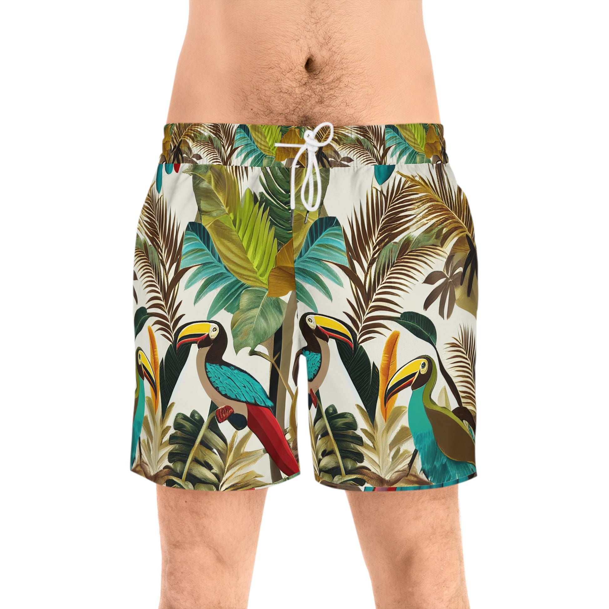 Miniaday Designs Men's Mid-Length Swim Shorts Tropical Toucan - Miniaday Designs, LLC.