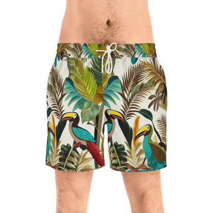 Miniaday Designs Men's Mid-Length Swim Shorts Tropical Toucan - Miniaday Designs, LLC.