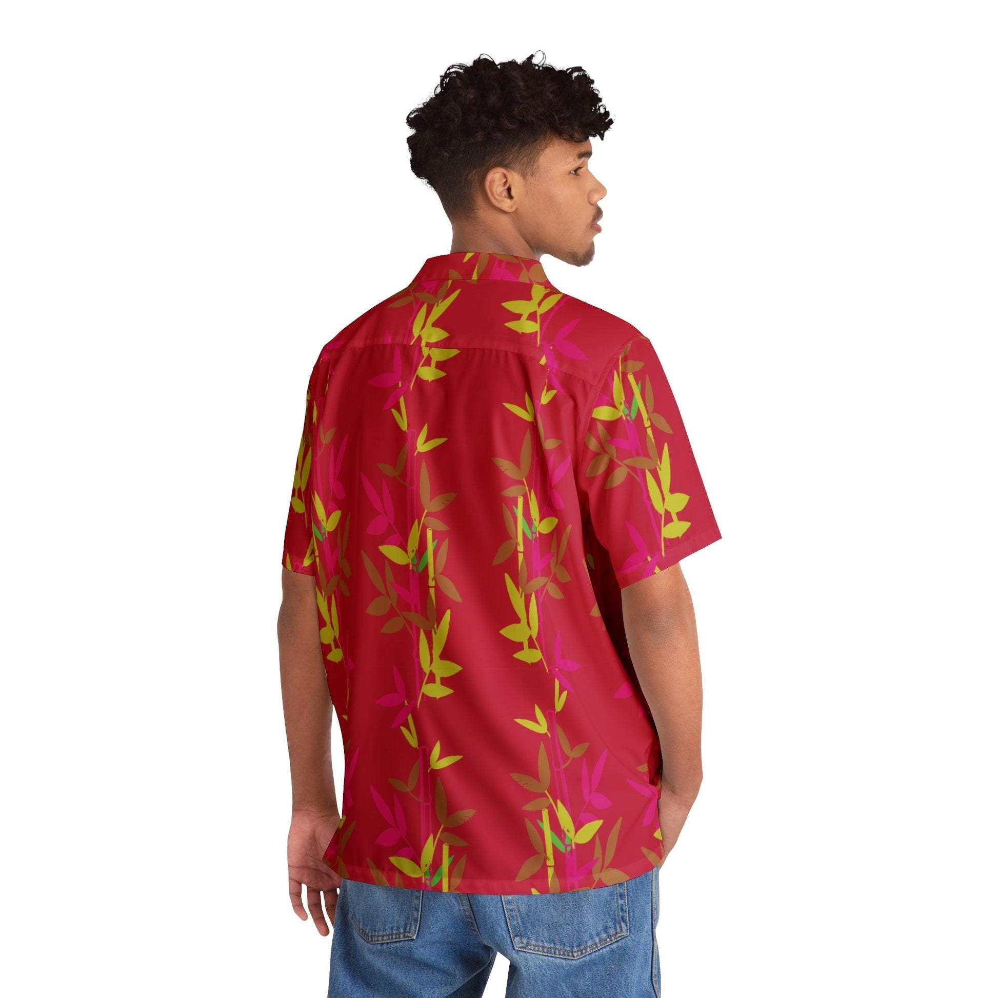 Miniaday Designs Red Bamboo Men's Hawaiian Shirt - Miniaday Designs, LLC.