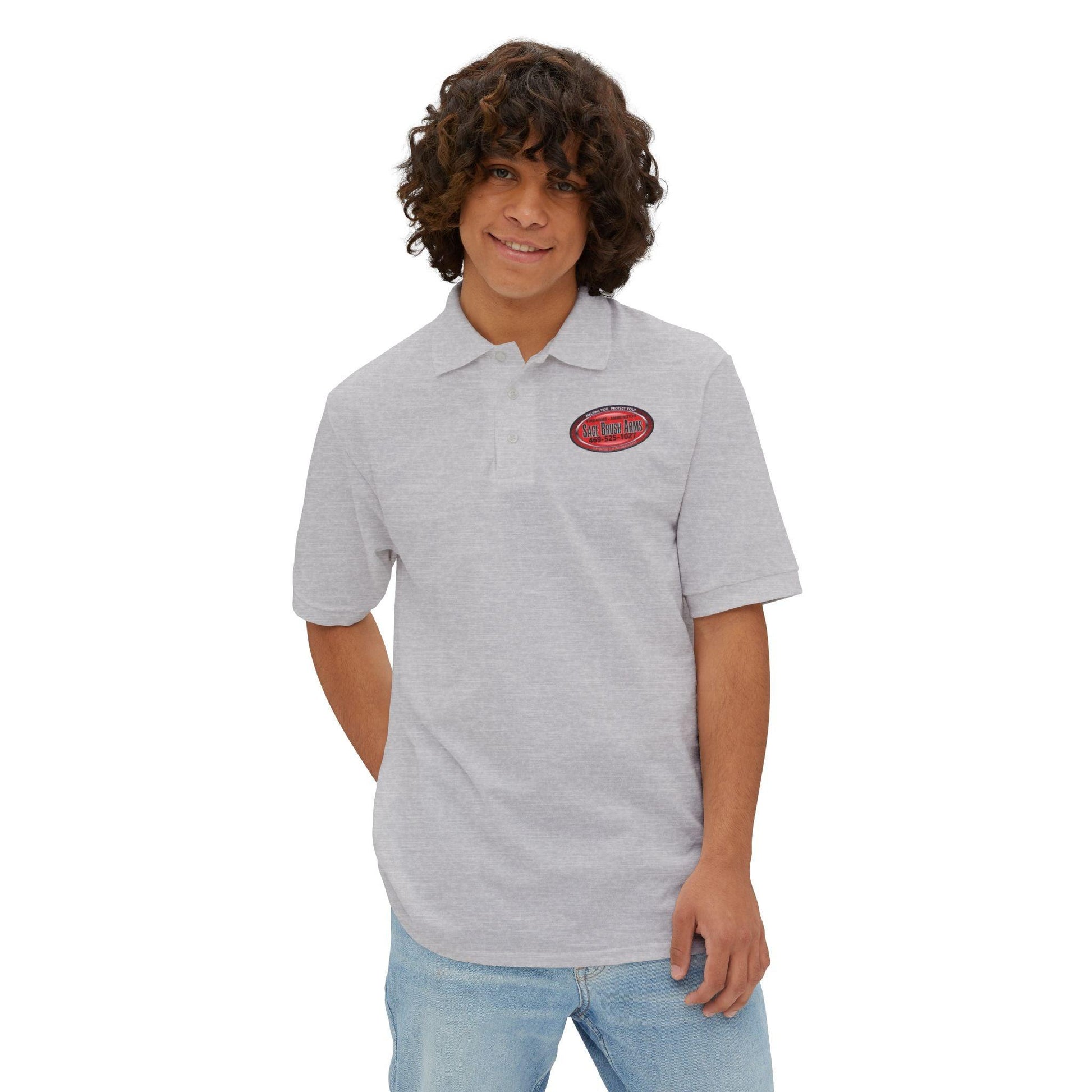 Sage Brush Arms Men's Piqué Polo - Miniaday Designs, LLC.