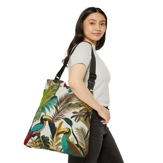 Tropical Toucan Oasis" Collection by Miniaday Designs, LLC. Adjustable Tote Bag - Miniaday Designs, LLC.