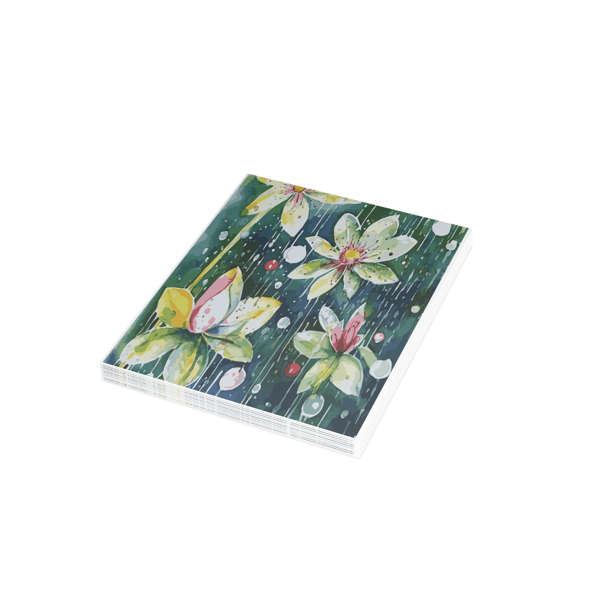 Miniaday Designs, LLC. Greeting Cards (1, 10, 30, and 50pcs) Rain-kissed Lotus Whimsy Collection - Miniaday Designs, LLC.