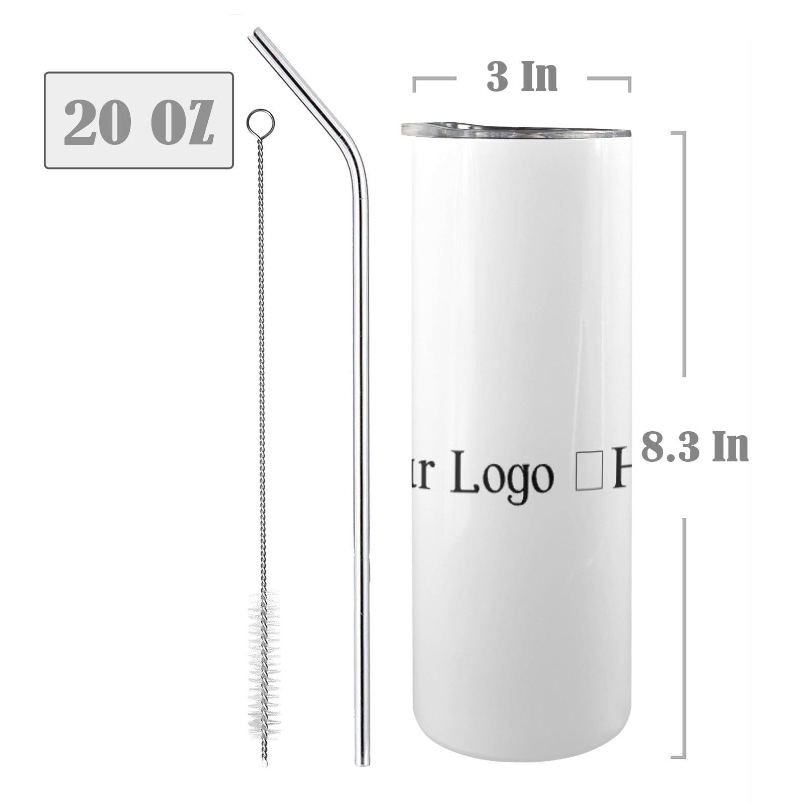 Miniaday Designs r Your Logo Here 20oz Tall Skinny Tumbler with Lid and Straw Private Brand - Miniaday Designs, LLC.