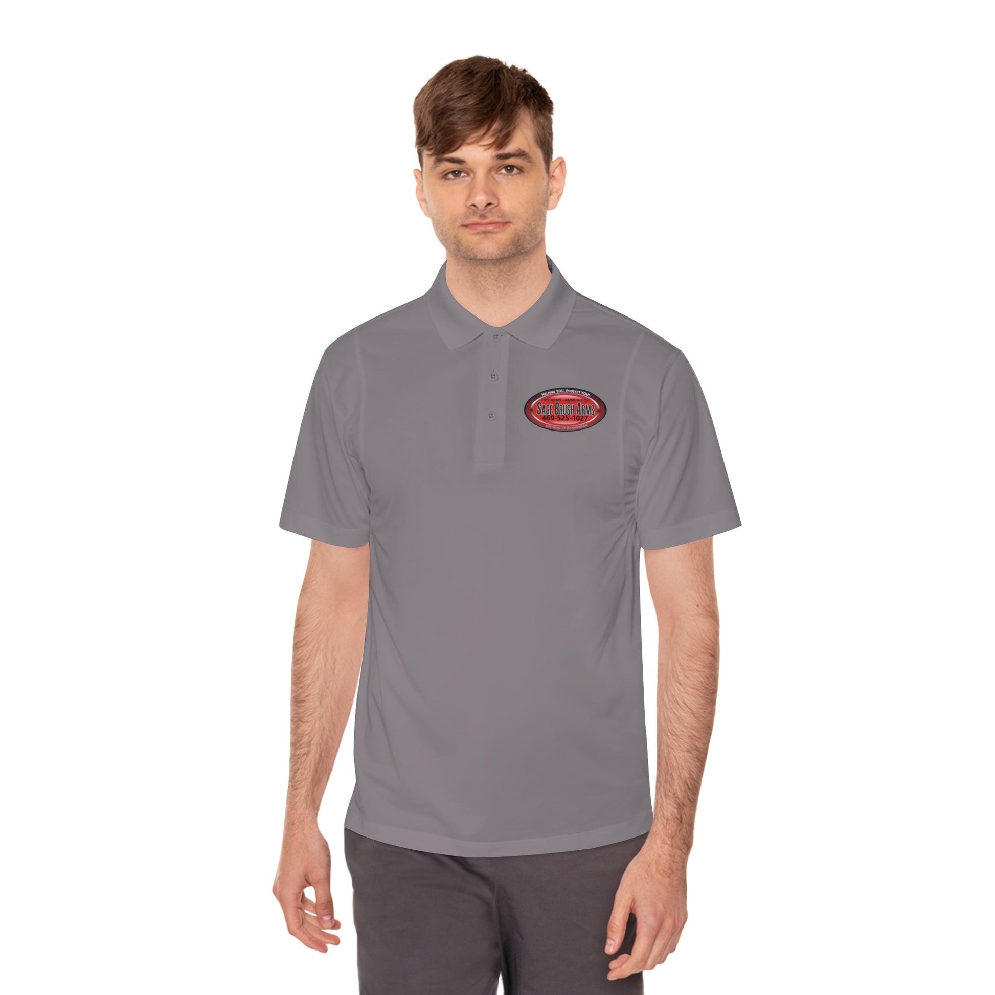 Sage Brush Arms Logo Men's Sport Polo Shirt - Miniaday Designs, LLC.