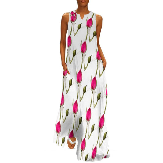 Miniaday Designs Rosebud Sleeveless Long Dress (GQ) Rose