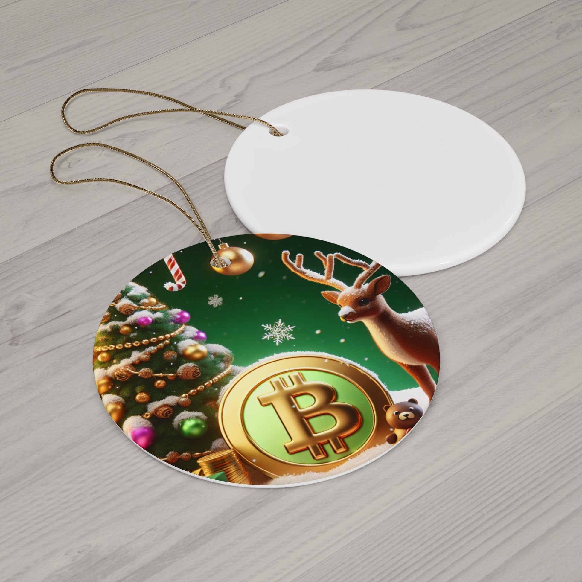 Reindeer, Bitcoin Christmas Ceramic Ornament, 4 Shapes - Miniaday Designs, LLC.