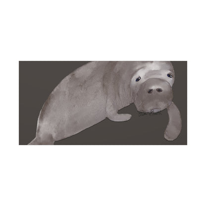 Sweet Hand Painted Manatee Signed Matte Canvas, Stretched, 1.25"