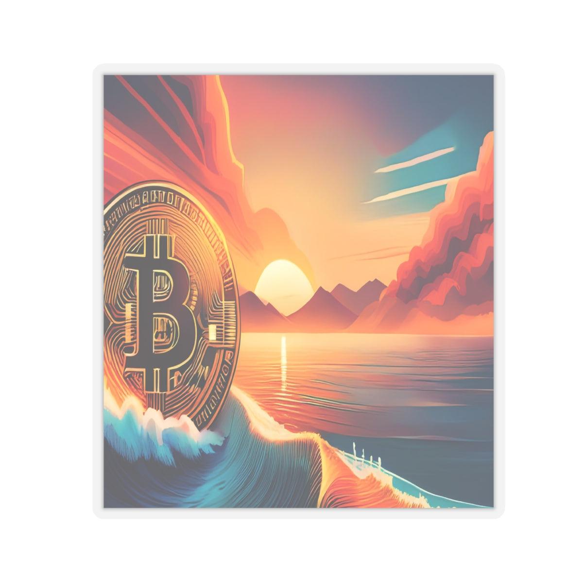 Ride the Wave Bitcoin Kiss-Cut Stickers - Miniaday Designs, LLC.