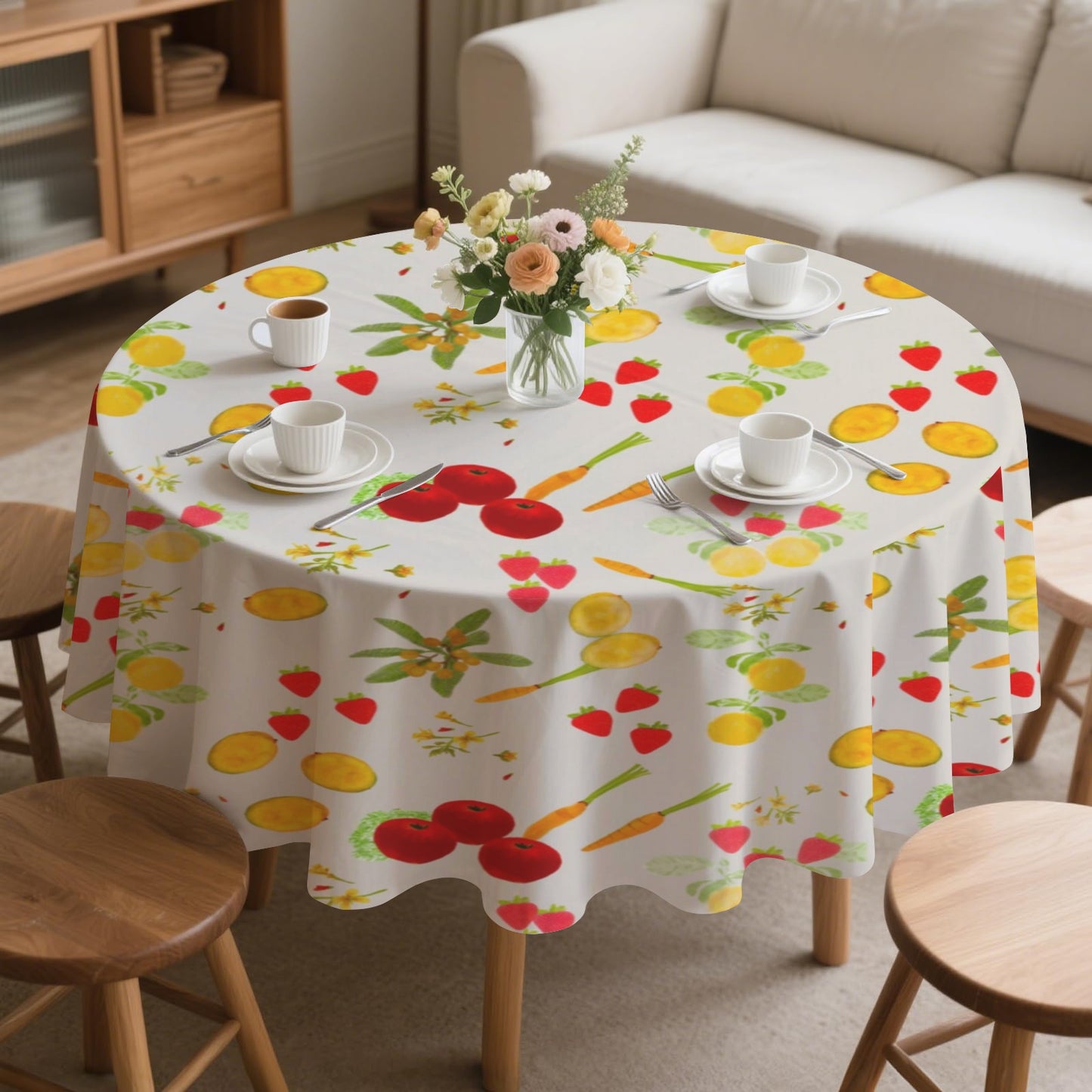 Designer 70" Round Tablecloths Sunflower and Farmstand
